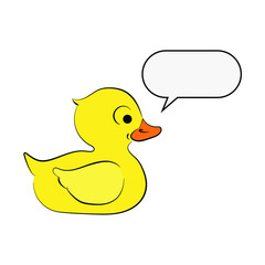 Yellow duck, speech bubble. Vector