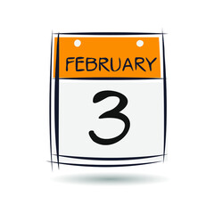 Creative calendar page with single day (3 February), Vector 