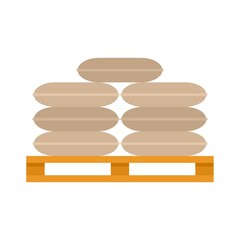 Flour sack pallet icon flat isolated vector