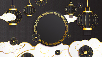 Obraz na płótnie Canvas festive new year black gold chinese design background