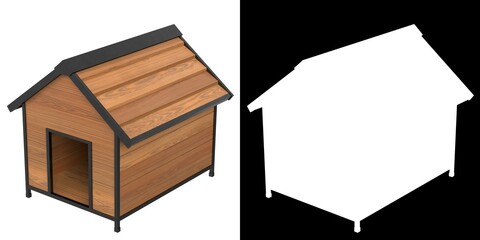 3D rendering illustration of a doghouse