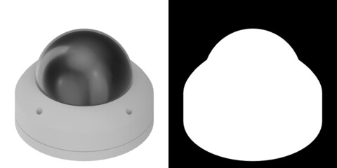 3D rendering illustration of a dome surveillance camera