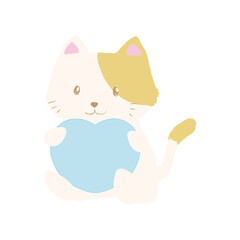 ハート（青）と猫1