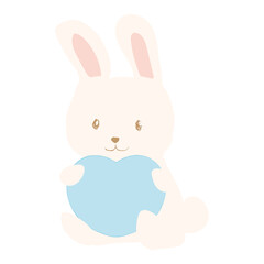 Obraz premium ハート（青）とうさぎ1