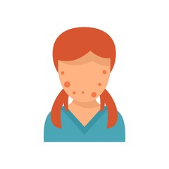 Girl face skin teen problems icon flat isolated vector