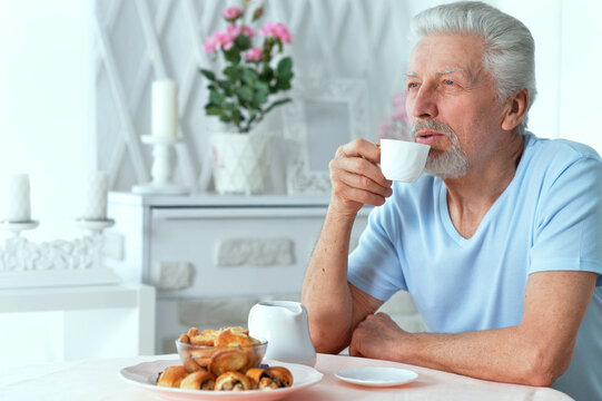 Portrait Of Senior Man Drinking Tea At Home