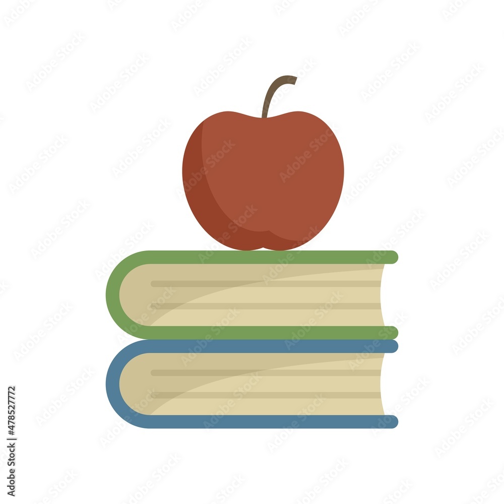 Wall mural Syllabus books with apple icon flat isolated vector