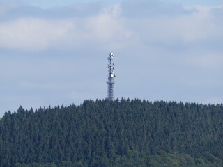 Obraz premium Schombergturm (Schomberg tower) on the Schomberg (Schommountain) near the village Wildewiese in the Sauerland, North Rhine-Westphalia, Germany
