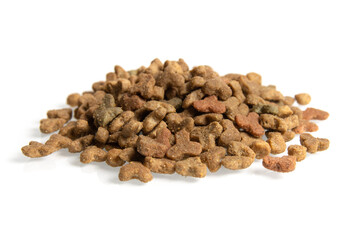 dry cat food isolated on a white background