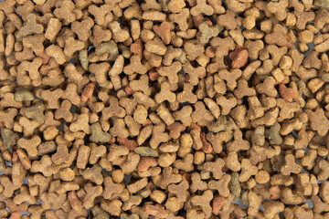 dry cat food close up. top view