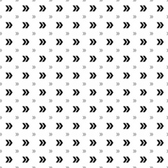 Square seamless background pattern from black double arrow symbols are different sizes and opacity. The pattern is evenly filled. Vector illustration on white background
