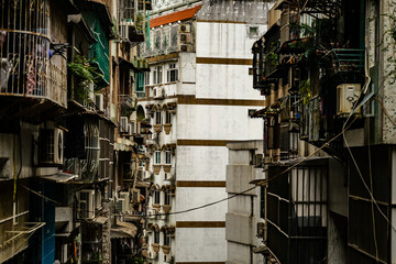 マカオの密集した集合住宅