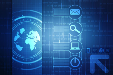 Binary Code Background, Digital Abstract technology background, flowing number one and zero text in binary code format in technology background. Internet Big data Concept