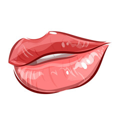 Woman's lips with lipstick. Hand drawn modern fashion vector illustration of beautiful female mouth with perfect makeup. Beauty sketch for cosmetics design.