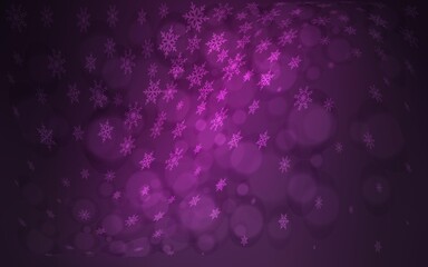 Dark Pink vector pattern with christmas snowflakes.