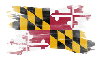 Maryland state flag brush stroke, Maryland flag background - obrazy, fototapety, plakaty