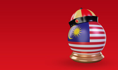 3d chinese newyear Malaysia flag rendering right view