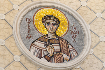 Icon mosaic of the first martyr and archdeacon Stephen