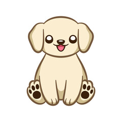 Fototapeta na wymiar Cute happy puppy sitting down cartoon illustration clipart