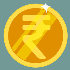 Indian rupee gold coin. Vector illustration