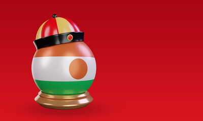 3d chinese newyear Niger flag rendering left view
