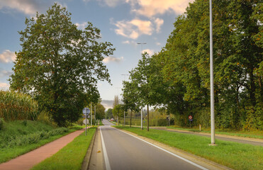 Fototapeta na wymiar Empty country road. Autumn countryside landscape