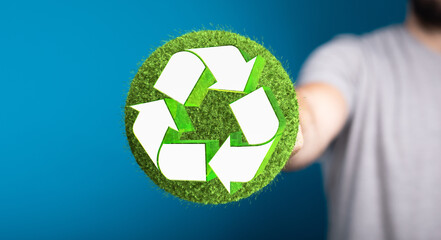 Green recycle sign, three arrows 3D