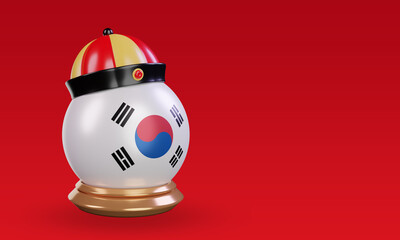 3d chinese newyear South Korea flag rendering left view
