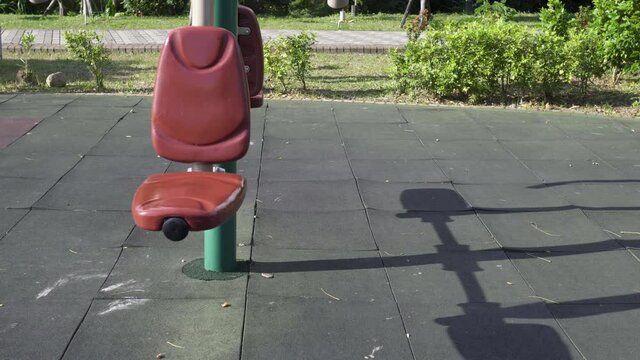 Pull down facility in the park. Fitness equipment for middle-aged and elderly people.