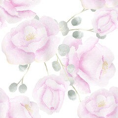 Delicate  pastel roses. Seamless pattern.