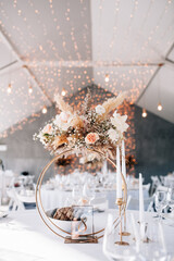 Table decorations at the wedding banquet