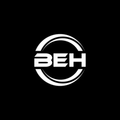 BEH letter logo design with black background in illustrator, vector logo modern alphabet font overlap style. calligraphy designs for logo, Poster, Invitation, etc.	