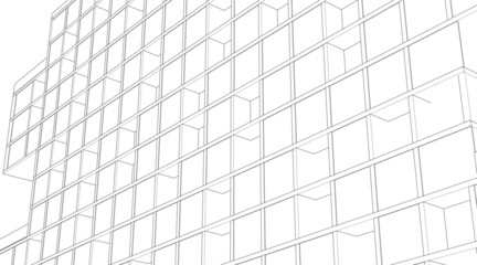 Modern architecture drawing 3d illustration 