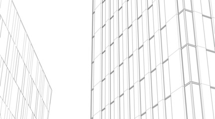 Modern architecture drawing 3d illustration 