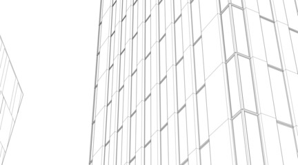Modern architecture drawing 3d illustration 