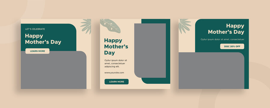 Set of editable templates for Instagram story, Facebook story frame, Mother day, social media, advertisement, and business promotion, fresh design with green color and minimalist vector (2/3)