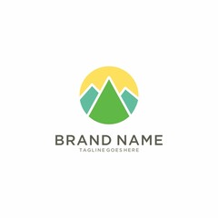 Green mountain creative modern logo design.