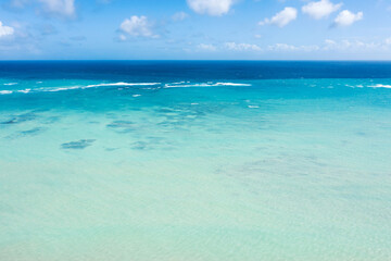 Caribbean turquoise sea. Aerial view from drone. Travel destination. Dominican Republic seascape