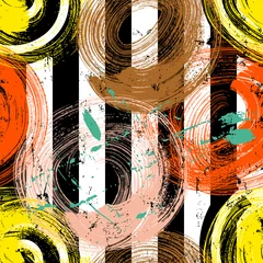Tuinposter seamless abstract background pattern, with circles, stripes, paint strokes and splashes © Kirsten Hinte