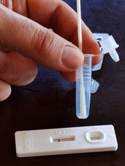 Fototapeta na wymiar self test for covid-19 coronavirus prevention antigen for testing before school