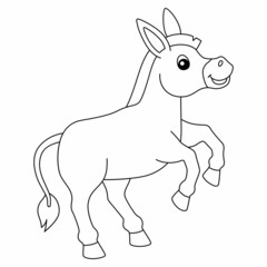 Donkey Coloring Page Isolated for Kids