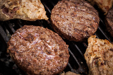 cooking delicious meat on the barbecue