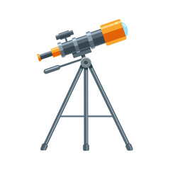 Fototapeta premium Telescope for space exploration. Colored flat vector icon isolated on white background.