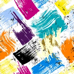 Poster seamless abstract colorful background pattern, with paint strokes and splashes © Kirsten Hinte