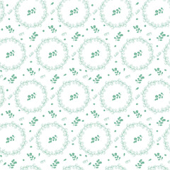 Eucalyptus leaves seamless pattern, hand drawn leaves for textile design.