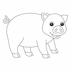 Obraz na płótnie Canvas Pig Coloring Page Isolated for Kids