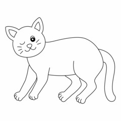 Cat Coloring Page Isolated for Kids