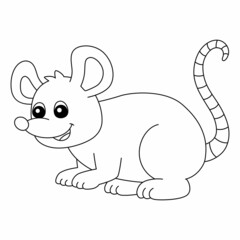 Mouse Coloring Page Isolated for Kids