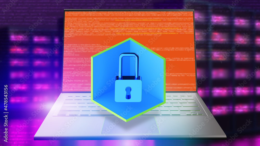 Poster server attack protection concept. server protection software. ensuring security of server data. taki