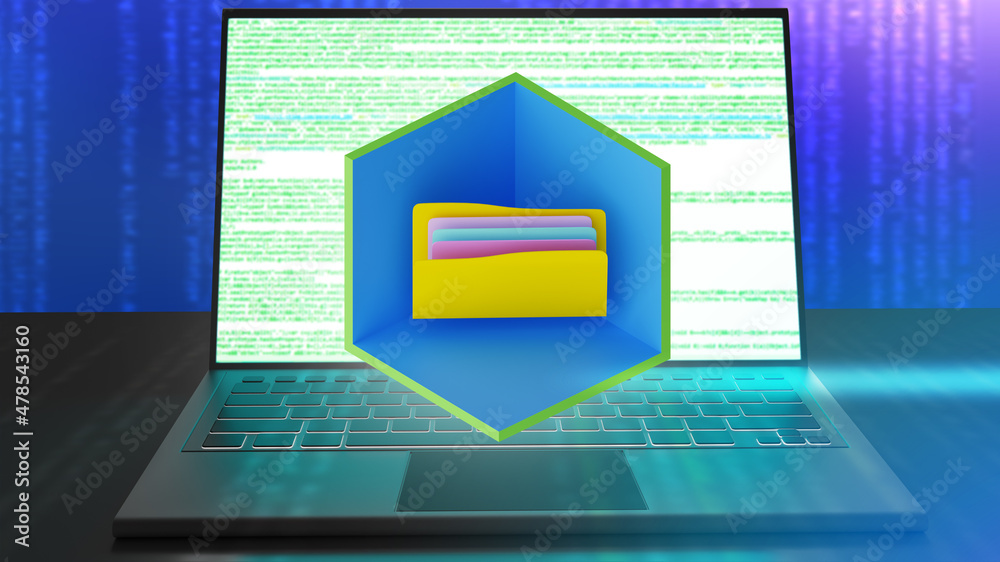 Aufkleber data storage and exchange. folder as metaphor for data storage. data exchange software concept. stor